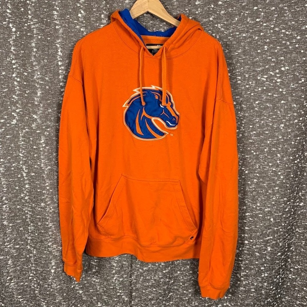 J America Boise State Broncos Hoodie Orange Blue Logo Sweatshirt Men's XL